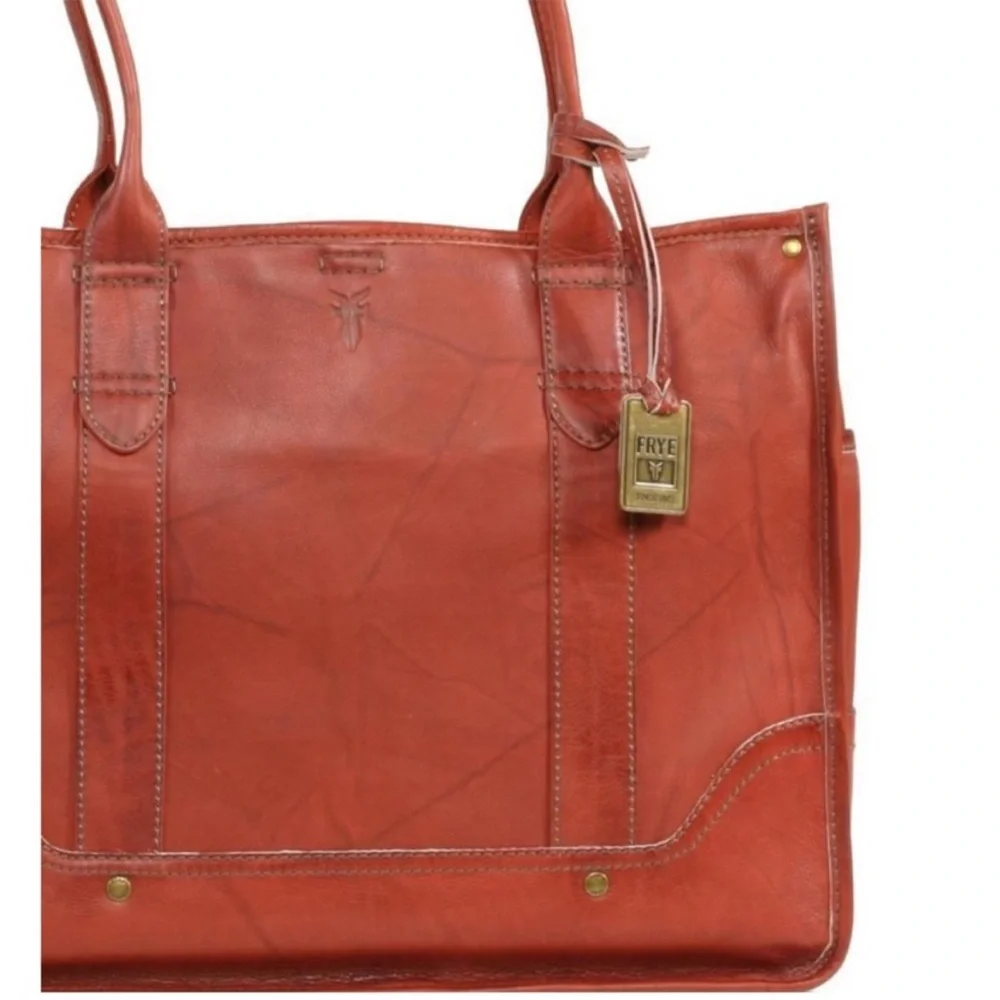 Frye leather campus shopper tote purse over night bag laptop case shoulder strap